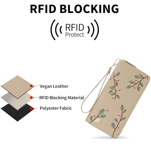 Image of RNIEGA Womens Wallet RFID Blocking Vegan Leather Zipper Around Ladies Wallets Long Clutch Purse with Wristlet
