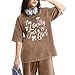I'm Literally Just A Girl T-Shirt Women Vintage Oversized Acid Wash Top Brown