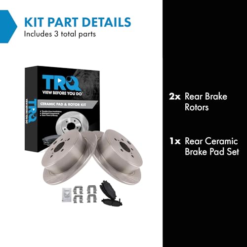 Image of TRQ Rear Ceramic Brake Pad and Rotor Set with Solid Rear Rotors | for 2013-2015 Subaru BRZ 2009-2013 Subaru Forester 2008-2014 Subaru Impreza +2 more with Solid Rear Rotors Ceramic