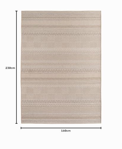 SIMPEX Tapis Extérieur Beige 160x230 cm Résistant aux Intempéries UV Facile d'entretien Design Scandinave Boho pour Cuisine Balcon Terrasse Jardin Salon – vue 2