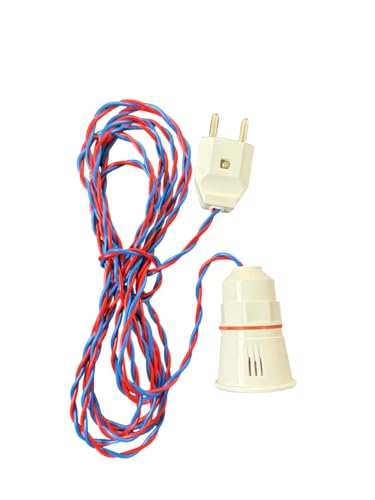 Image of Bulb Holder with Extension Cable, Bulb Holder with Flexible Wire & 2-Pin Plug 5 Meters, Pack of 1