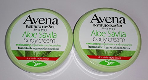 Set of 2 Avena Instituto Espanol Aloe Savila Body Cream Moisturizing Regenerates & Nourishes 6.7 oz / 200 grs