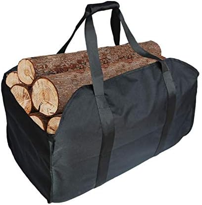 Heavy Duty Canvas Log Carrier Storage Bag, Large Firewood Tote/Holder for Fireplace Stove Accessories with Handle & Security Strap