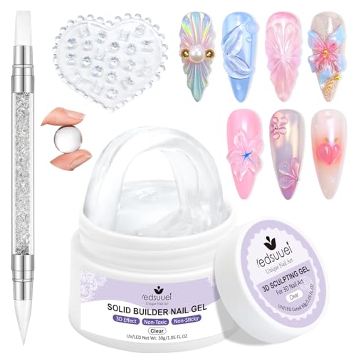 Gel Transparente 3D Nail Art LEDSUUEI: Profesional Gel 3D Uñas, Multifunk Gel para Uñas, Básico Imprescindible 3D Gel Uñas para Manicura DIY para Principiantes