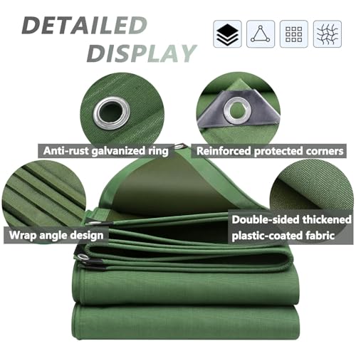Lona verde resistente de 600 g/m² impermeable con ojales para protección de coches y leña 1x1 m 3