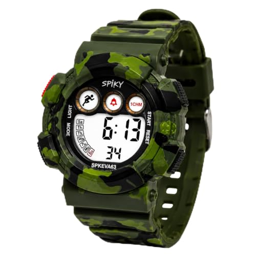 Image of SPIKY Round Digital Sports Watch for Kids | Military, Camouflage Design | Multifunctional & Luminous Display | 30M Water Resistant | Best Birthday Gift Wrist Watches for Boys & Girls | Age 2-12 Years
