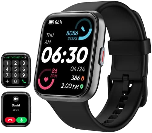 Tensky Smart Watch for Men Android & iPhone, Alexa Built-in, 1.8" Touch Screen Fitness Tracker with Answer/Make Calls, IP68 Waterproof Heart Rate/Sleep/SpO2 Monitor, Pedometer, 100+ Sport Modes,Black