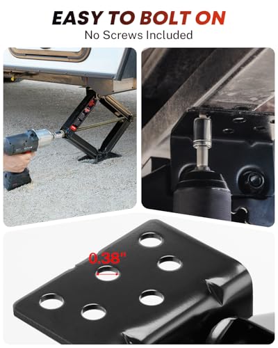 Image of Kohree 8000 lbs RV Stabilizer Jacks 24 inch, Leveling Scissor Jacks for Travel Trailer, Set of 2, Heavy Duty Camper Stabilizer Jacks Kit with Anti-Slip Handle and Drill Socket, Easy to Install