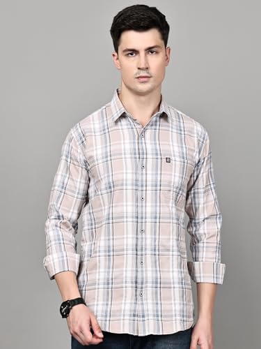 Image of Majestic Man Stylish Slim Fit Cotton Spread Collar Checked Casual Shirt for Men