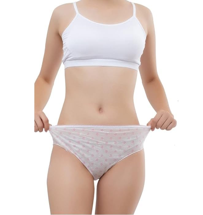 Image of PLUMBURY Women Cotton Disposable Panties for Travel, Spa, Salon & Daily Use, Size S to XXL