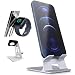 Orzly® - DuoStand Charge Station for Apple Watch & iPhone - Aluminum Desk Stand Cradle in SILVER with Built-In Insert Slots for both Grommet Wireless Charger and Lightning Cable for use as a fully functional Charging Dock for both your Apple Watch & iPhone Simultaneously - Fits iPhone Models: 5 / 5S / 5C / 6 / 6 PLUS and both 42mm & 38mm sizes of 2015 Watch Models (Original BASIC Model / SPORT Version / and EDITION Models)