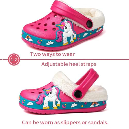 Image of Toddler Lined Clog Slippers Winter Garden Sandals Kids House Shoes Warm Slip On Sneakers Cartoon Slides for Boys and Girls Children Indoor Outdoor