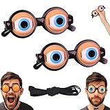 Rercarre 2PCS Funny Glasses for Adults Crazy Eye Glass Googly, Novelty Shaking Eye Glasses, Eyes Glasses Adult Size Silly Sunglass With Blinking Eyeball for Party and Performances