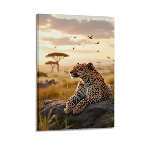 Décoration murale artistique guépard africain de qualité premium