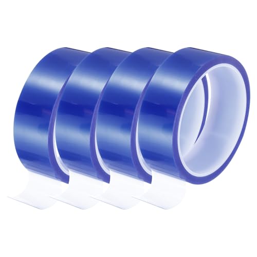 Image of uxcell Blue Heat Tape, 4 Rolls 30mmx33m 108ft High Temperature Heat Resistant Tape for Sublimation,Heat Vinyl Press,Heat Transfer, Circuit Board, No Residue