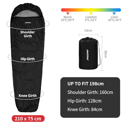 JAICOM Cold Weather Mummy Sleeping Bag 15°F Extreme 3-4 Season Sleeping Bag for Adults - 0 Degree Winter Sleeping Bag, Machine Washable for Hiking Backpacking & Outdoor Activities