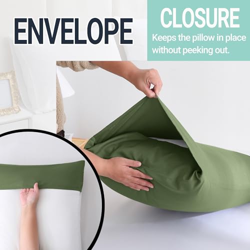 ZPECC Pillow Cases Standard Size Set of 12, 20x26 Envelope Closure Pillowcases, Soft Plain Brushed Microfiber Covers Hypoallergenic Breathable, Olive Green