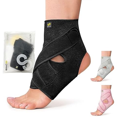 Bracoo Ankle Support Brace For Men & Women, Adjustable Compression Sleeve Strap Wrap, Sprain, Arthritis, Pain Relief, Sports Injuries and Recovery, Breathable Neoprene Brace, FS10 Cover