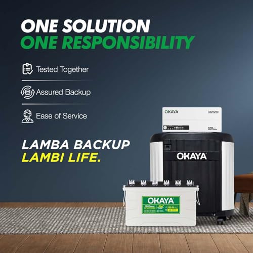 Image of Okaya Inverter & Battery with Trolley Combo for Home,Office & Shops|ATSW1175 12V Pure Sine Wave Inverter 925VA with OPSJT19060 160Ah Inverter Battery |Warranty: 36 months(Inverter) & 60 month(Battery)