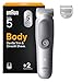 Braun Bodygroomer Series 5, Elektrischer Körperrasierer Herren mit 2 Zubehörteile, Kabelloser Trimmer für Intimbereich und Körper, 100 Min Akku, Wasserdichter Körperhaartrimmer, BG5500, Grau