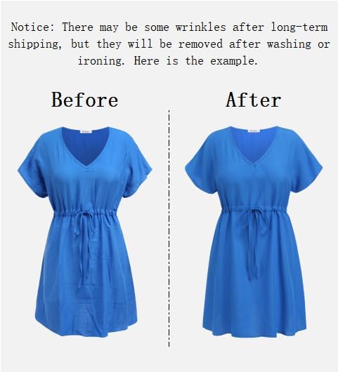 Image of Ekouaer Womens Swimsuit Coverup Short Sleeve Beach Cover Up Dress V Neck Bikini Beachwear