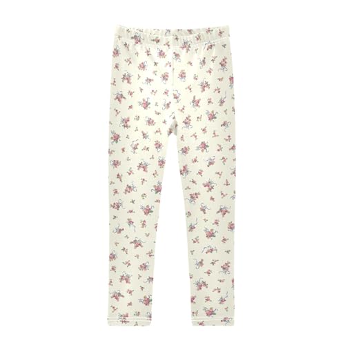 Beautiful Floral Pattern Girls Leggings,Workout Leggings for Girls Toddler Athletic Leggings Size for 3-10T
