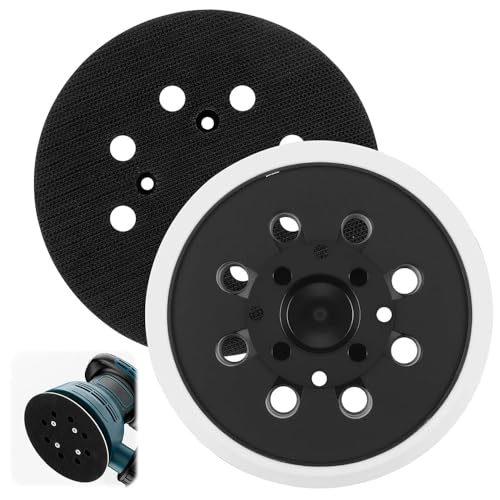 Lot de 2 assiettes abrasives professionnelles de 125 mm, avec crochet et boucle à 8 trous, tampon pour ponceuse orbitale Bosch compatible avec Bosch Pex 300 Ae E Pex...