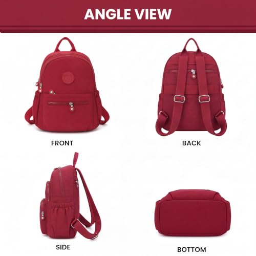 Image of TS WITH TECHSUN Stylish Women Mini Backpack | Lightweight Travel Small Nylon Bag with Multiple Pockets | Anti-Theft Zipper Pocket | Casual, Work, Office, Picnic Backpack for Girls