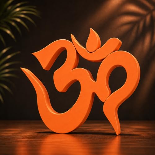 Image of Mad Masters Om Hindu Religious Table Decor - Aesthetic Desk, Shelf & Wall Showpiece for Home, Mandir, Office, Business | Vastu Friendly Gift, Burnt Orange (15.2 x 12.7 x 2.5 cm)
