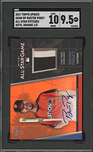 2017 Topps Update All Star Stitches #ASARBP Buster Posey #/5 SGC 9.5 Auto 10 * 22 - Baseball Slabbed Autographed Cards 