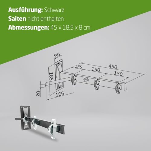 Amig - Seitlicher Wandwäschetrockner Mod. 3 - Wäschespinne mit 2 Armen und 6 Edelstahlrollen - Für 3 Leinen - Epoxidbeschichtung - Für den Außenbereich - 450 mm - Befestigungszubehör - Farbe Schwarz