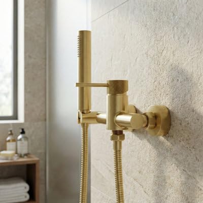 GoodHome Owens Mitigeur de douche mécanique doré 2 trous 1 poignée
