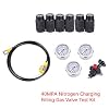 Hydraulic Accumulator Nitrogen Charging Filling Kit Ga-s Valve Test kit with Three Gauge, 7 Type Adapter, 2M Gas Hose, Pressure Test Kit Can Be Suit Most Accumulator with Case