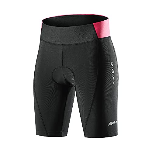 WOSAWE Short feminino de ciclismo 3D acolchoado com cintura larga para bicicleta, Preto, X-Large