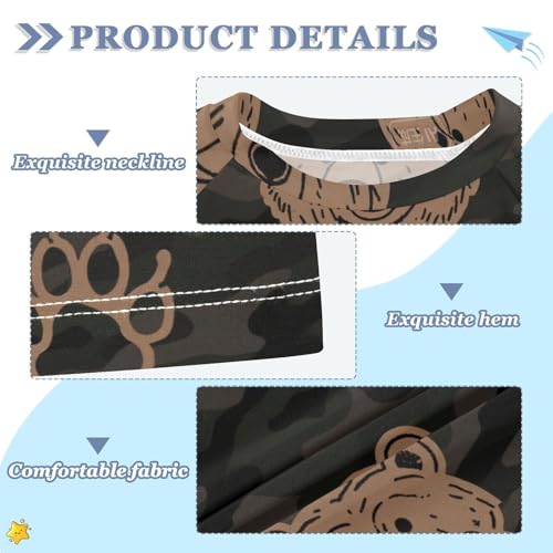 Animal Footprint Bear Coffee Brown Black Short Sleeve Little Girls Bathing Suitt Girls Swimsuit Teen Rash Guard Swimsuit for 3-12 Years trajes de bano para ninas3