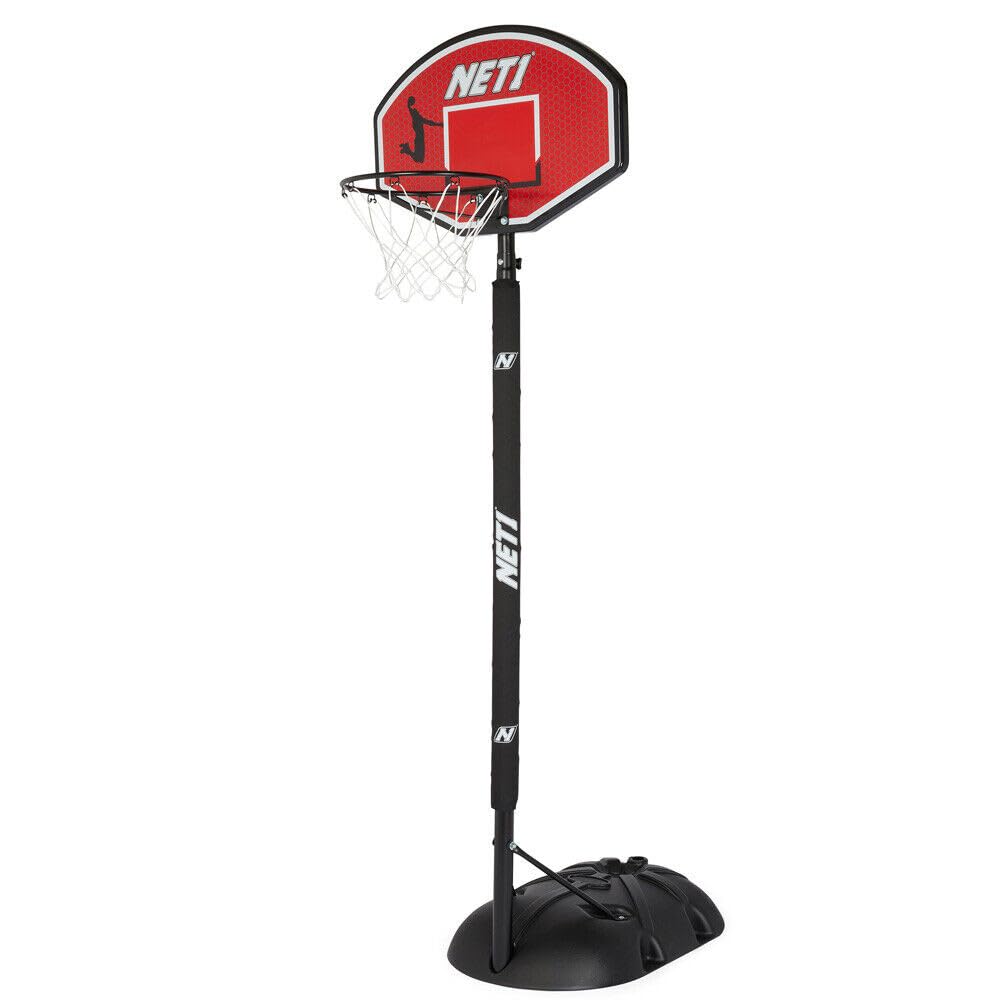 tabellone da basket di alta qualità e sistema di rete per bambini, telaio in acciaio massiccio ultra resistente da 38,1 cm, montaggio a parete o portatile, regolabile in altezza, palo imbottito