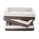 3Pcs Paper Rope Woven Storage Baskets, Delicate Storage Box for Shelves/Bathroom/Kitchen/Living Room/Office Desk/Bedroom. (Brown)