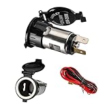 Sylvil Car Cigarette Lighter Socket, 12V Waterproof Cigarette Lighter Female Power Outlet Socket, Dustproof Vehicle Lighter Adapter with Extension Cable, SUV Truck Car Accessories