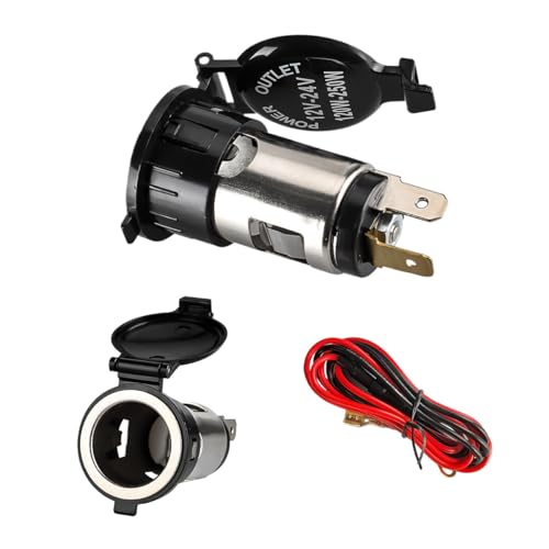 Sylvil Car Cigarette Lighter Socket, 12V Waterproof Cigarette Lighter Female Power Outlet Socket, Dustproof Vehicle Lighter Adapter with Extension Cable, SUV Truck Car Accessories