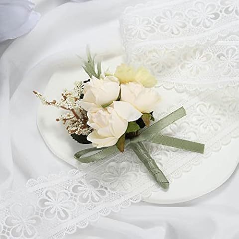 Vakkery Wedding Corsage Mens Rose Boutonniere Prom Flower Corsages Accessories for Groom and Groomsmen Cover
