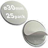 Beschichtung: Weiß 25 Metallscheiben aus Stahl (DC01) selbstklebend - WEIß - Ø 30mm x 2mm - Metallplättchen rund ohne Loch mit Doppelklebeband - Gegenstück/Haftgrund für Magnete (ferromagnetisch), Menge:25 Stück