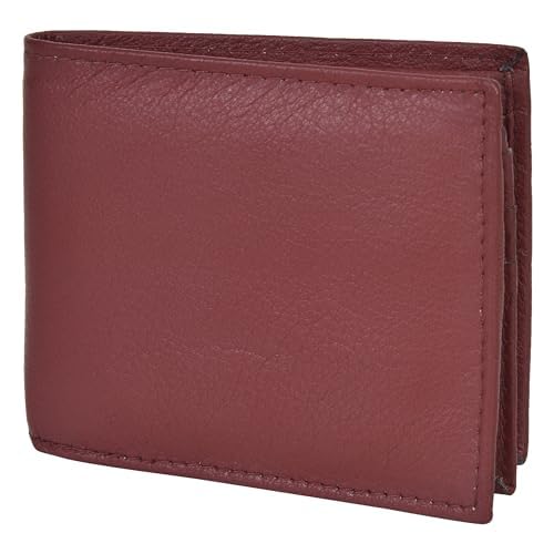Leatherboss leather Boys Slim Compact Flap Id Coin Pocket Bifold Wallet with debit credit card holder, Brown