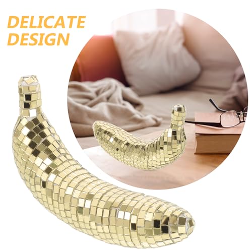 Image of VOSAREA Disco Ball Banana Decor Reflective Fruit Banana Hanging Disco Ball Ornament Mirror Pendants Dj Stage Lighting for Bachelor Party Favor Golden