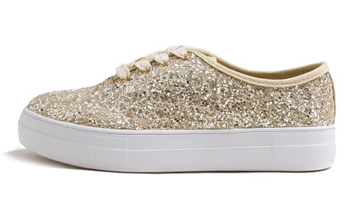 Image of FEVERSOLE Women's Fashion Dress Sneakers Party Bling Casual Flats Embellished Shoes