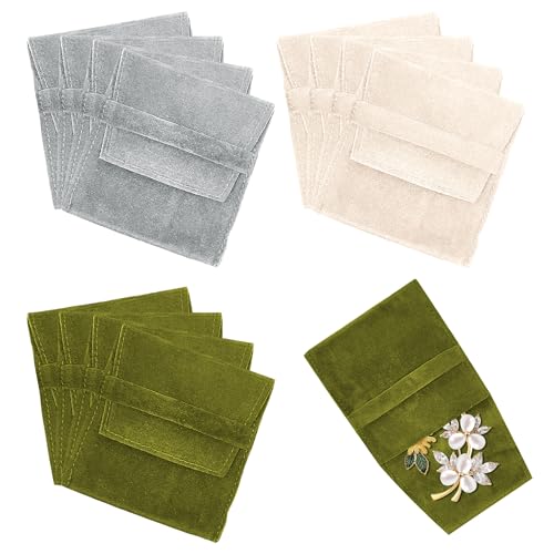 PYSEOSISE Bolsas de Joyería de Microfibra, 12 Piezas Bolsas de Almacenamiento de Joyería, 9x9 cm Bolsa de Embalaje de Yoyería Bolsa de Regalo para Pendientes Pulseras Collares