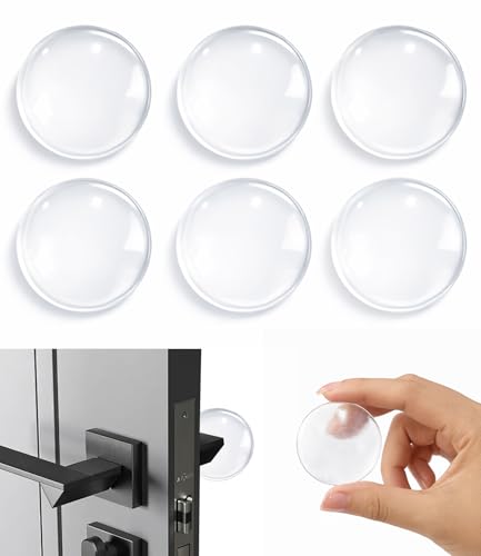 Lafefe 6pcs Door Stopper Transparent Circular Silicone Door Handle Protectors Door Handle Impact Protection Wall Protector Self Adhesive Suitable for Walls and Refrigerators