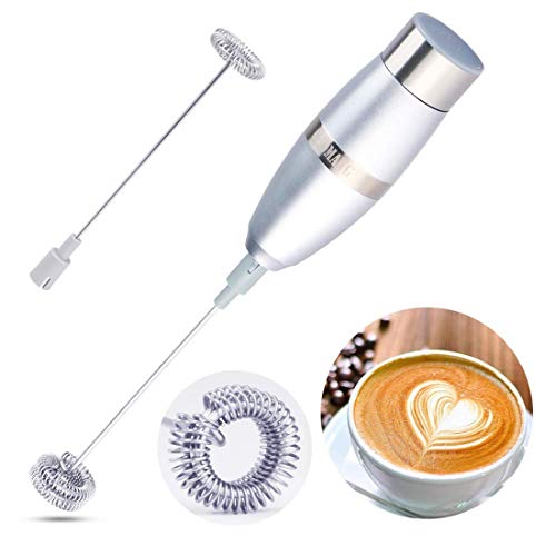 Henzin, montalatte elettrico 2 in 1, con doppia frulla, montalatte elettrico manuale, per caffè, latte, cappuccino