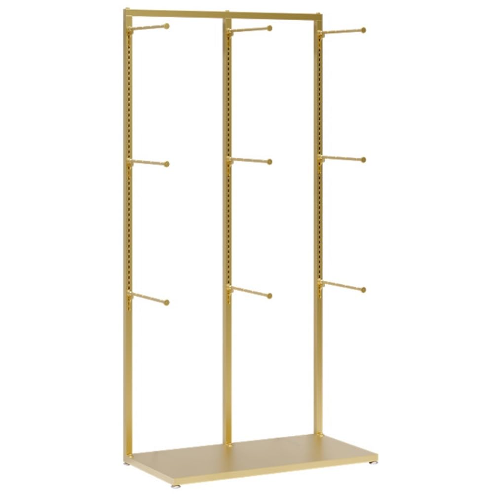 YNBSHGAA Freestanding Garment Rack Display Stand, Multifunctional Storage Hanger for Clothes, Lingerie, Scarves, Towels for Retail Store, Showroom, Mall, Gold,Gold-65x40x135cm