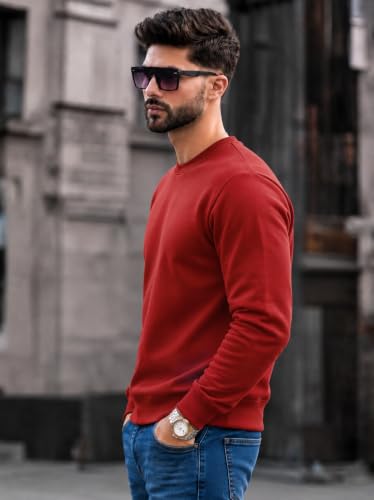 Image of Mack Jonney Men's Solid Winter Sweatshirt|Soft Fleece Fabric Full Sleeve Round Neck Sweatshirt|Stylish Casual Wear for Men-mj-281