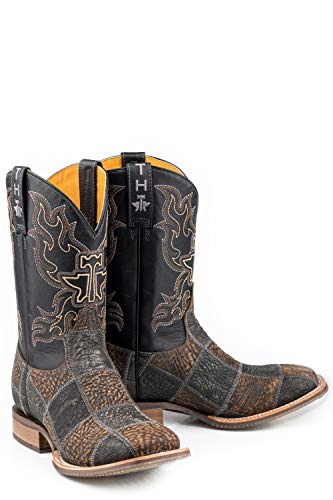 Tin Haul Mens Black/Brown Leather No BullSht Cowboy Boots3